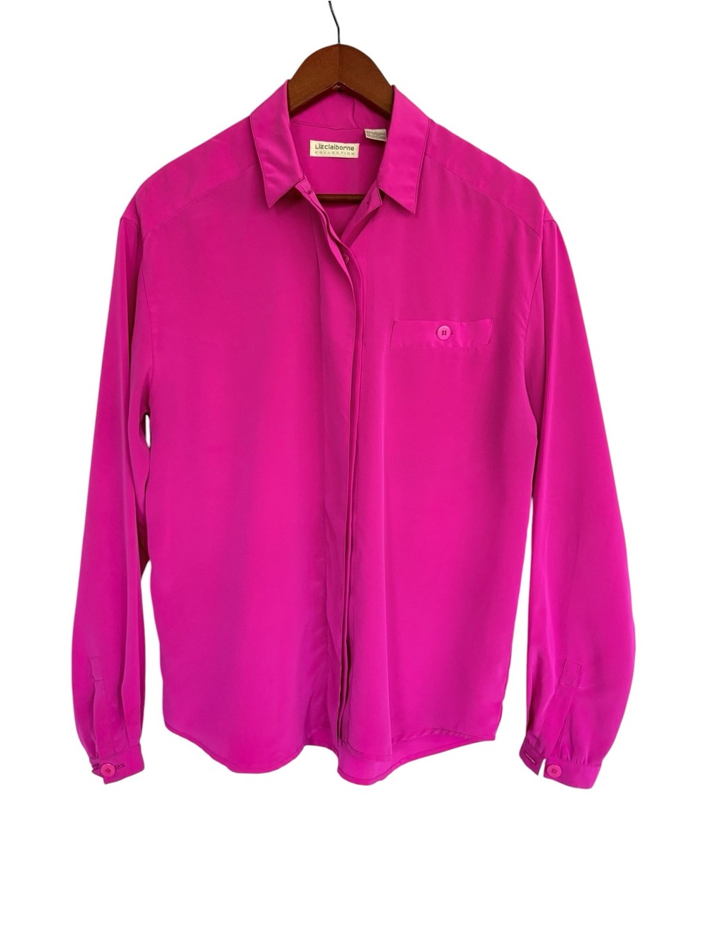 VTG 80’s Liz Claiborne Women’s Corporate Bright Fuchsia Dress Shirt Sz 6